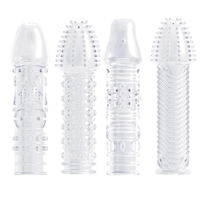 4pcs/set Reusable Condom Newest Crystal Cock Rings Adult Sex Products Sex Toys Penis Sleeves Penis Extension Enlargement For Men