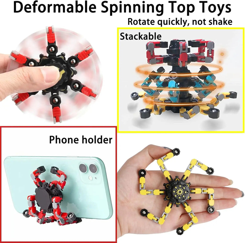 Transformable Fidget Spinners for Kids and Adults Stress Relief Sensory Toys for Boys and Girls Finger Gyro Decompression Toy