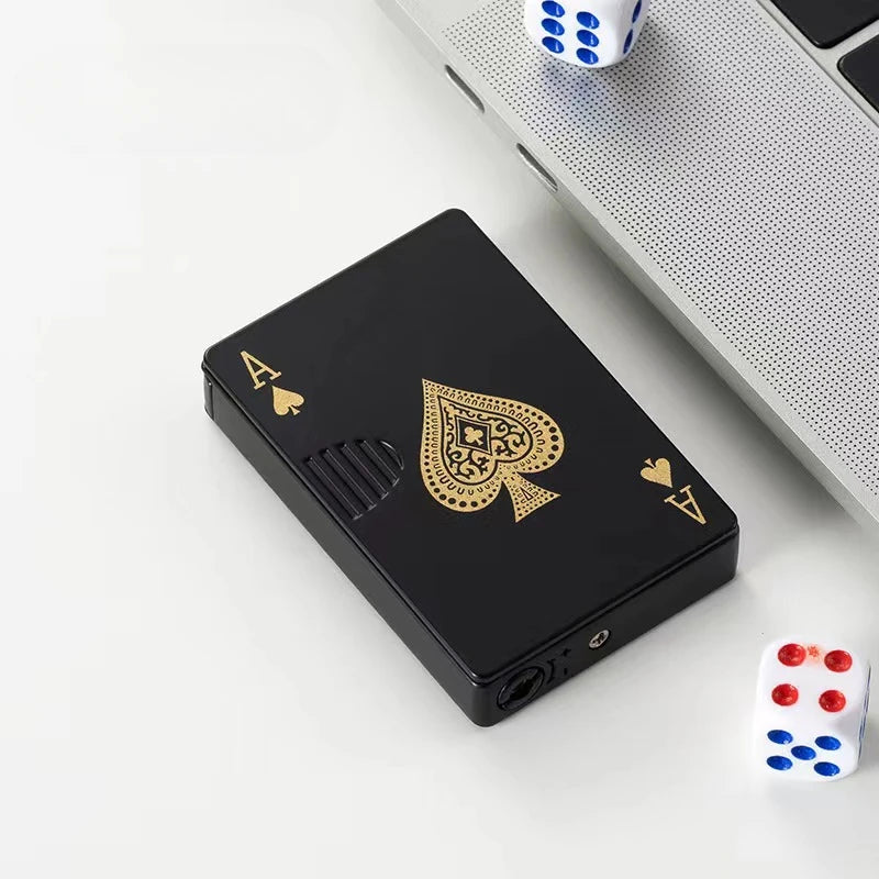 Creative Personalized Lightemitting Lighter Men's Playing Cards Butane Gadgets Interesting Lighter Cute Gift Smoking Accessories