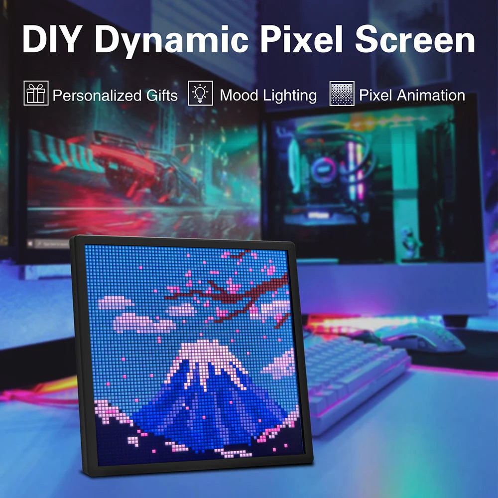 LED Pixel Display 64x64 RGB LED Matrix Panel Programmable Pixel Art Display with Bluetooth APP Control Creative Pixel Screen