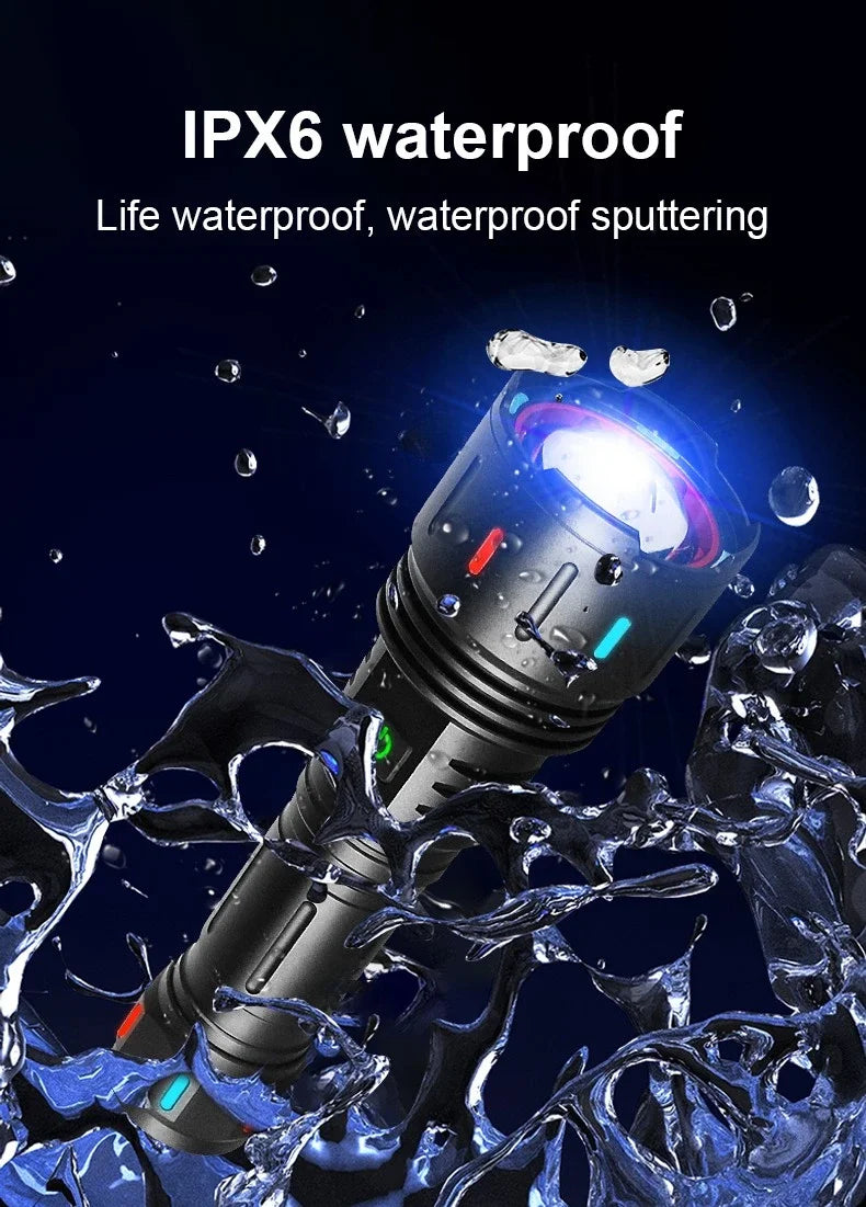 2025 Most Powerful LED Flashlight Rechargeable LED Flashlights High Power Zoom Torch Light Long Range Tactical Lantern Camping