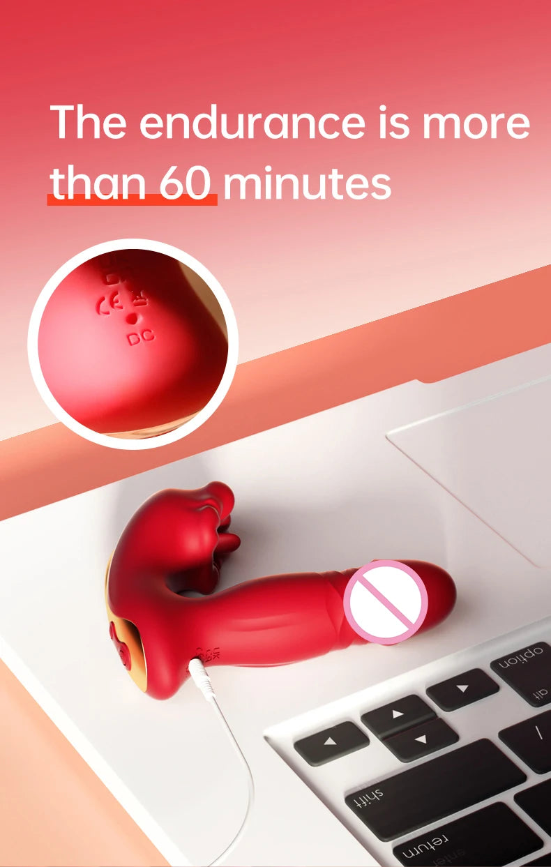 Heating Dildo Tongue Masturbation Vibrator App Control 9 Clitoral Licking Thrusting Modes G-Spot Sex Toys for 18+ Women Couples