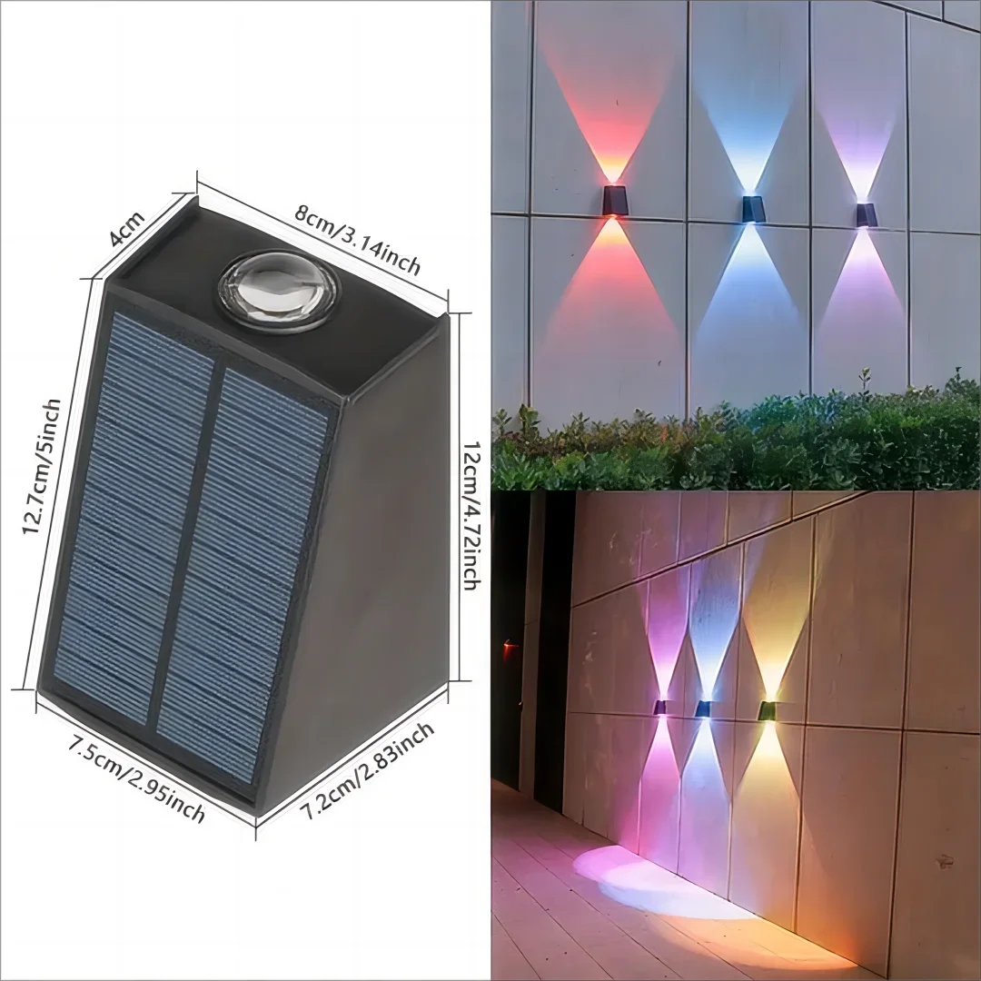 Solar Outdoor Wall Light Up Down,Waterproof Outdoor Lamp  Wall Sconces Lights for Garage Garden Yard