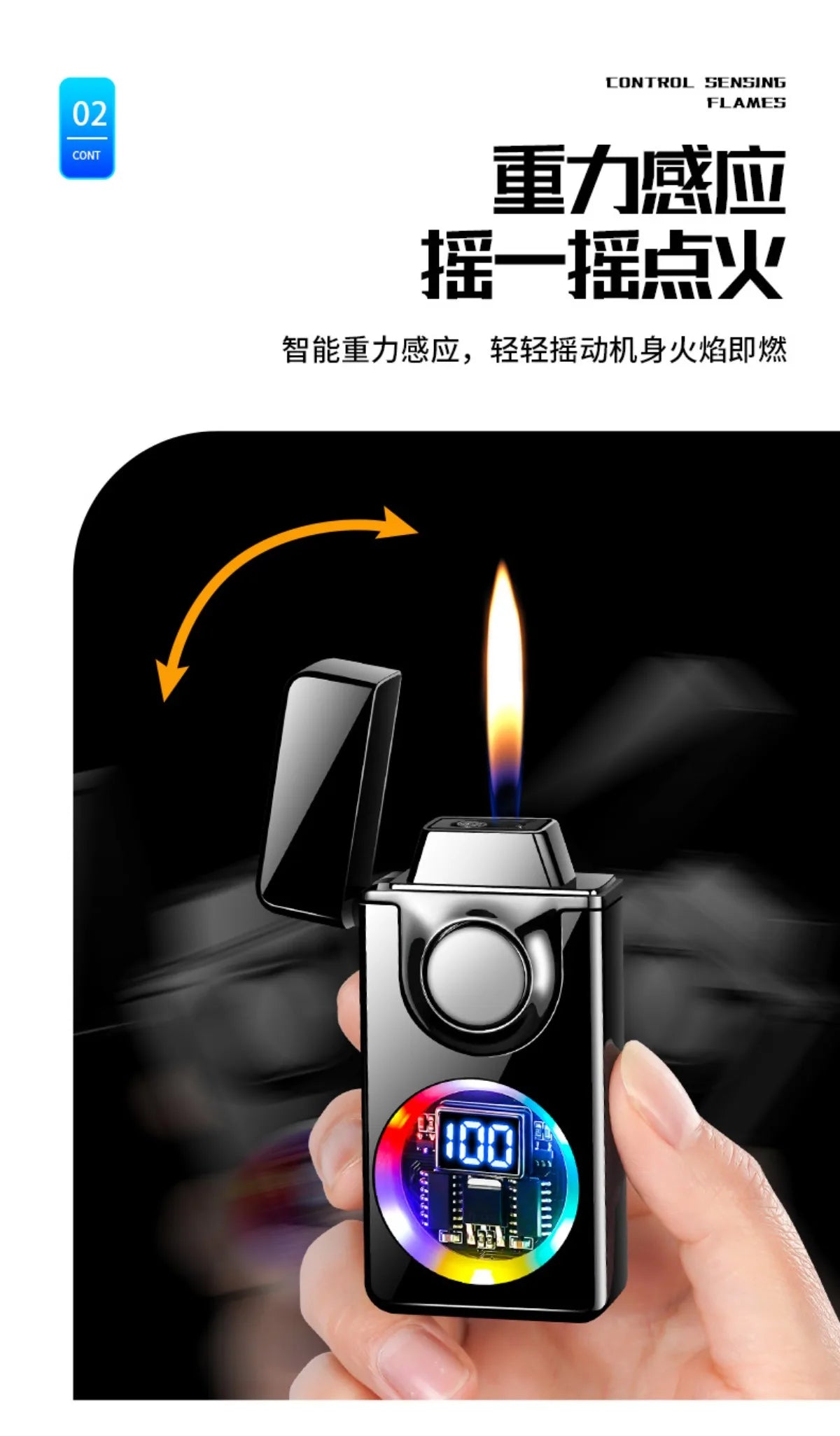 Mecha Voice-activated Intelligent Dual-fire Lighter, Gas-electric Mix, Four Ignition Methods, Creative Gifts
