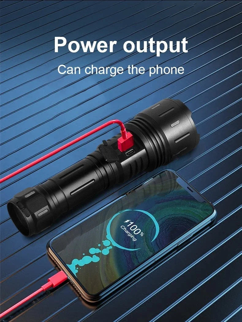 2025 Most Powerful LED Flashlight Rechargeable LED Flashlights High Power Zoom Torch Light Long Range Tactical Lantern Camping