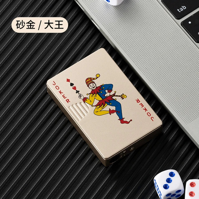 Creative Personalized Lightemitting Lighter Men's Playing Cards Butane Gadgets Interesting Lighter Cute Gift Smoking Accessories