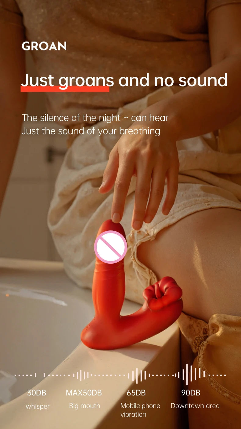 Heating Dildo Tongue Masturbation Vibrator App Control 9 Clitoral Licking Thrusting Modes G-Spot Sex Toys for 18+ Women Couples