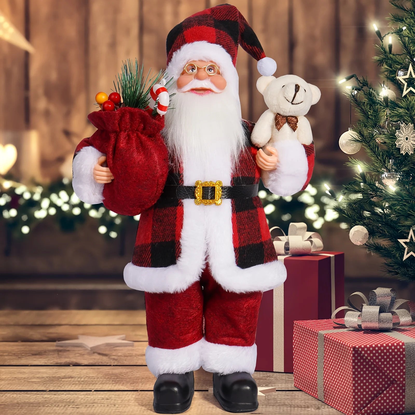 11.8-inch tall classic Santa Claus statue decorative item, Christmas table decoration, home decoration handicraft, room decorati
