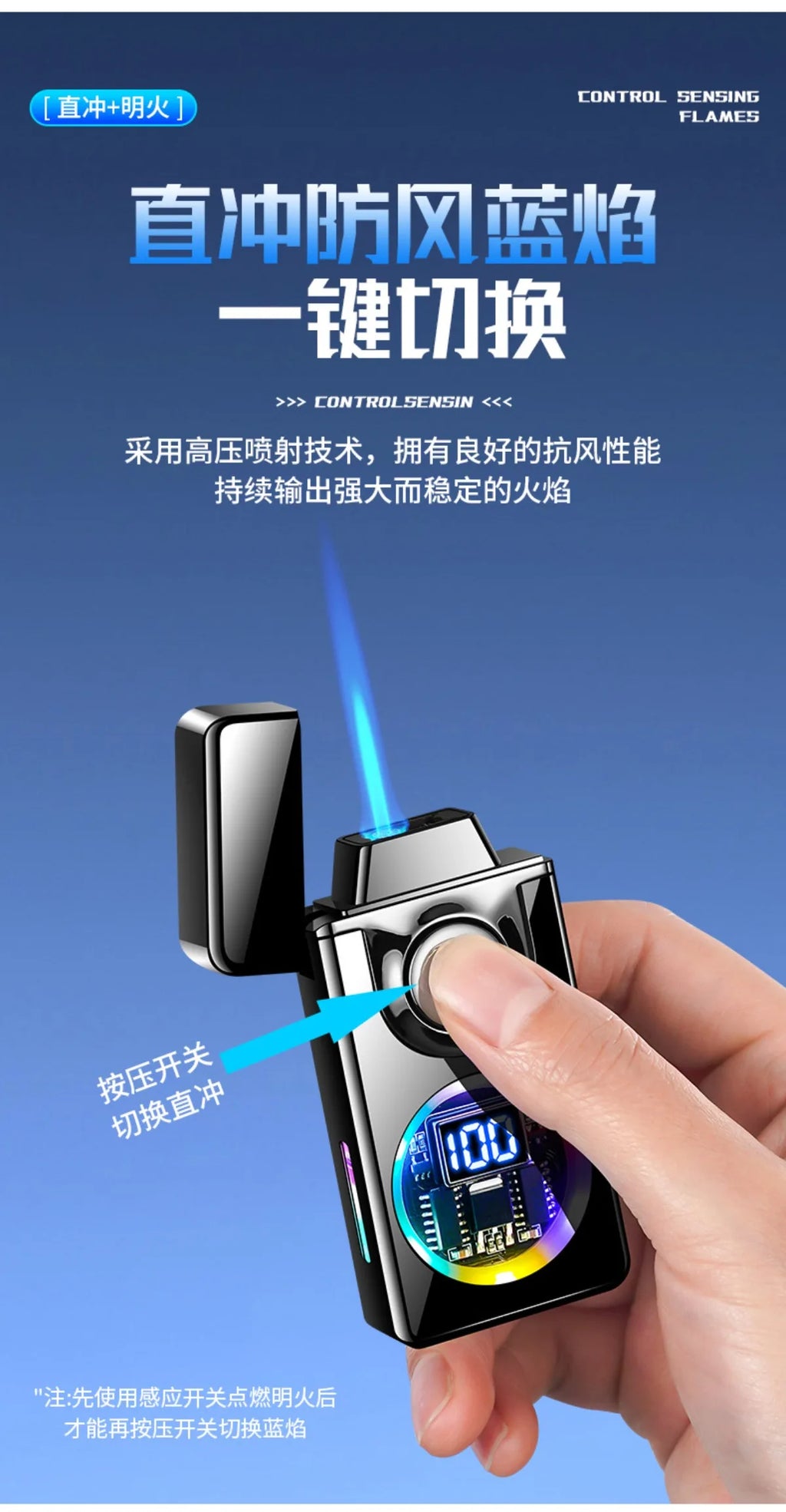 Mecha Voice-activated Intelligent Dual-fire Lighter, Gas-electric Mix, Four Ignition Methods, Creative Gifts