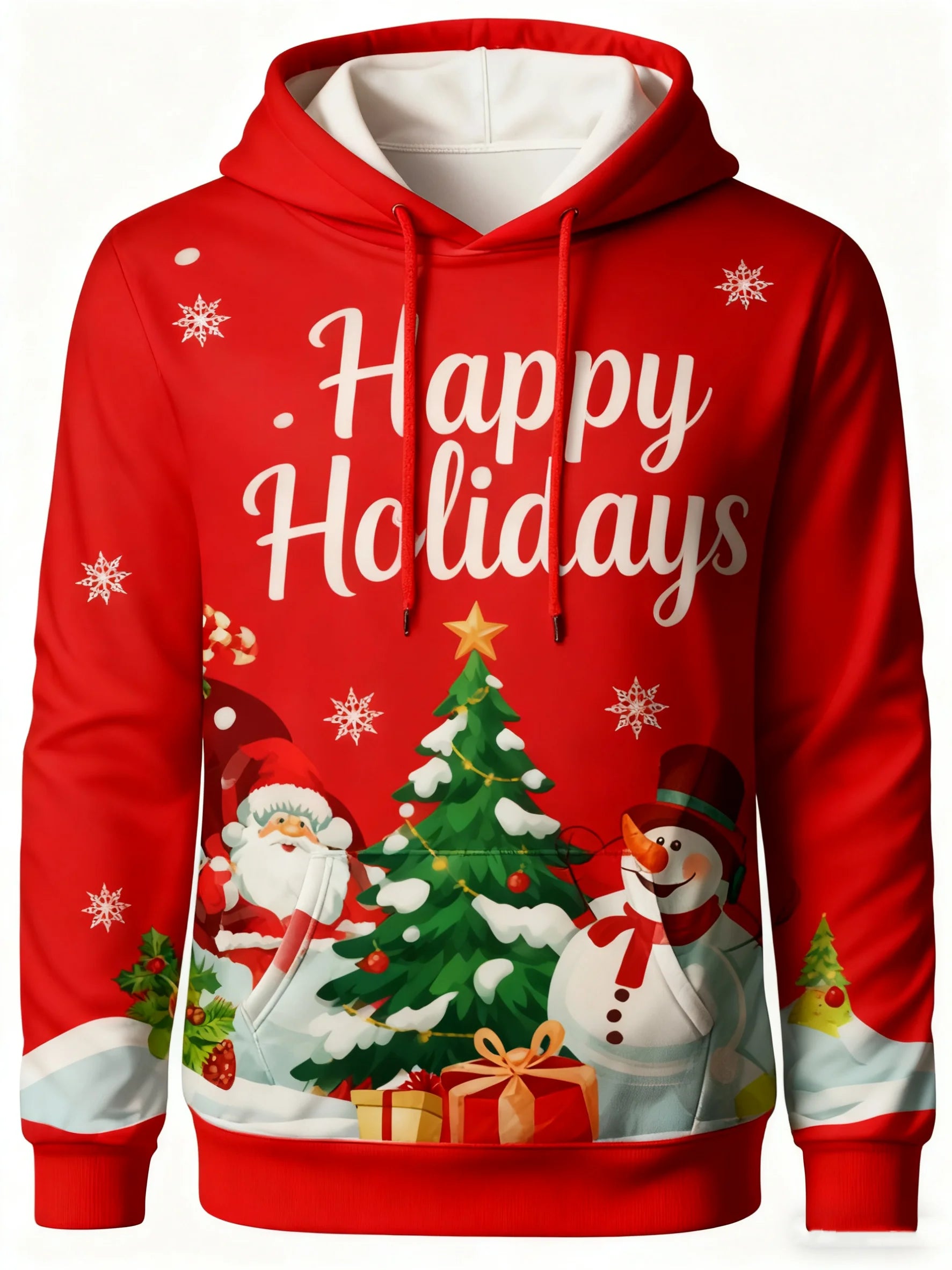 Men's Christmas 3D Hoodie with Santa Claus and Christmas Tree Gold Print, Suitable for Christmas Party Design, Sports Sweatshirt
