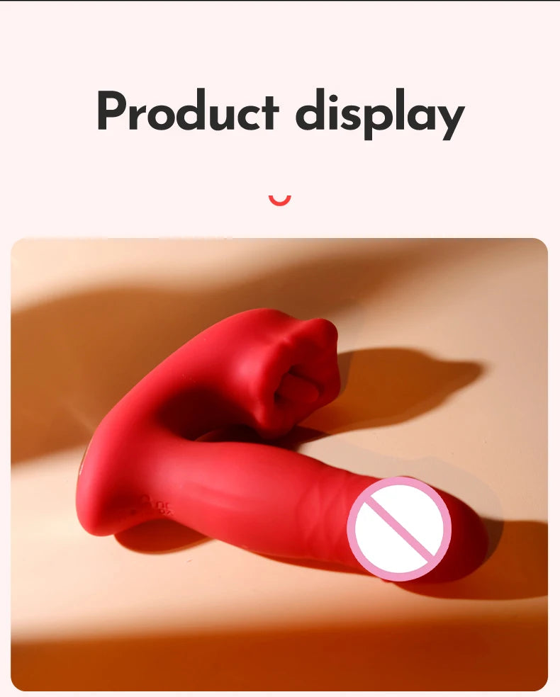 Heating Dildo Tongue Masturbation Vibrator App Control 9 Clitoral Licking Thrusting Modes G-Spot Sex Toys for 18+ Women Couples