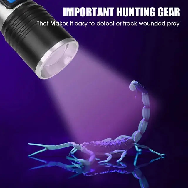 UV Flashlight  High Power Black Mirror Purple Light Detection Torch Powerful 395NM Type-C USB Rechargeable LED Ultraviolet Lamp