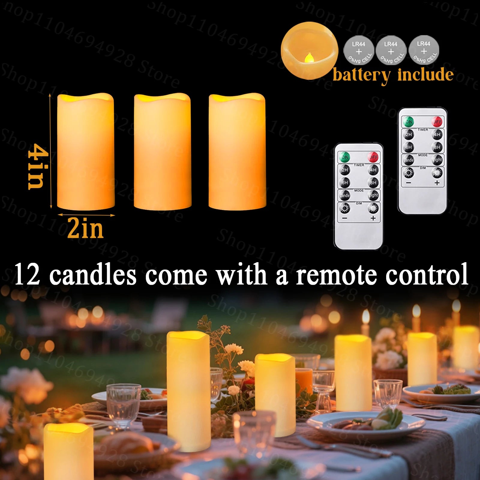 12-240PCS Led Candles Flameless Candles with Remote Battery Operated Candle for Wedding Candlelight Concert Christmas Fireplace