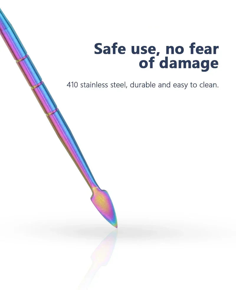 JOK JUK 5Pcs Stainless Steel Oil Wax Spoon Wax Carving Tool Container Set Color Nail Picker Manicure Pusher Accessories Gadget