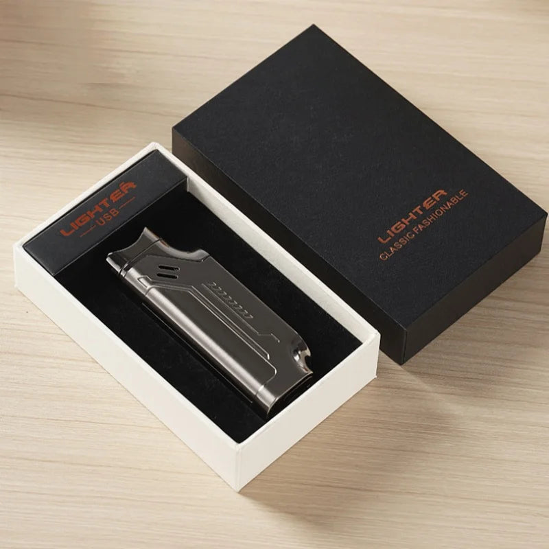 Smart 3 Flame Gas Cigar Lighter, Digital Display, with Cigar Drill, LED Light, Portable Multi-functional Ignition Lighter