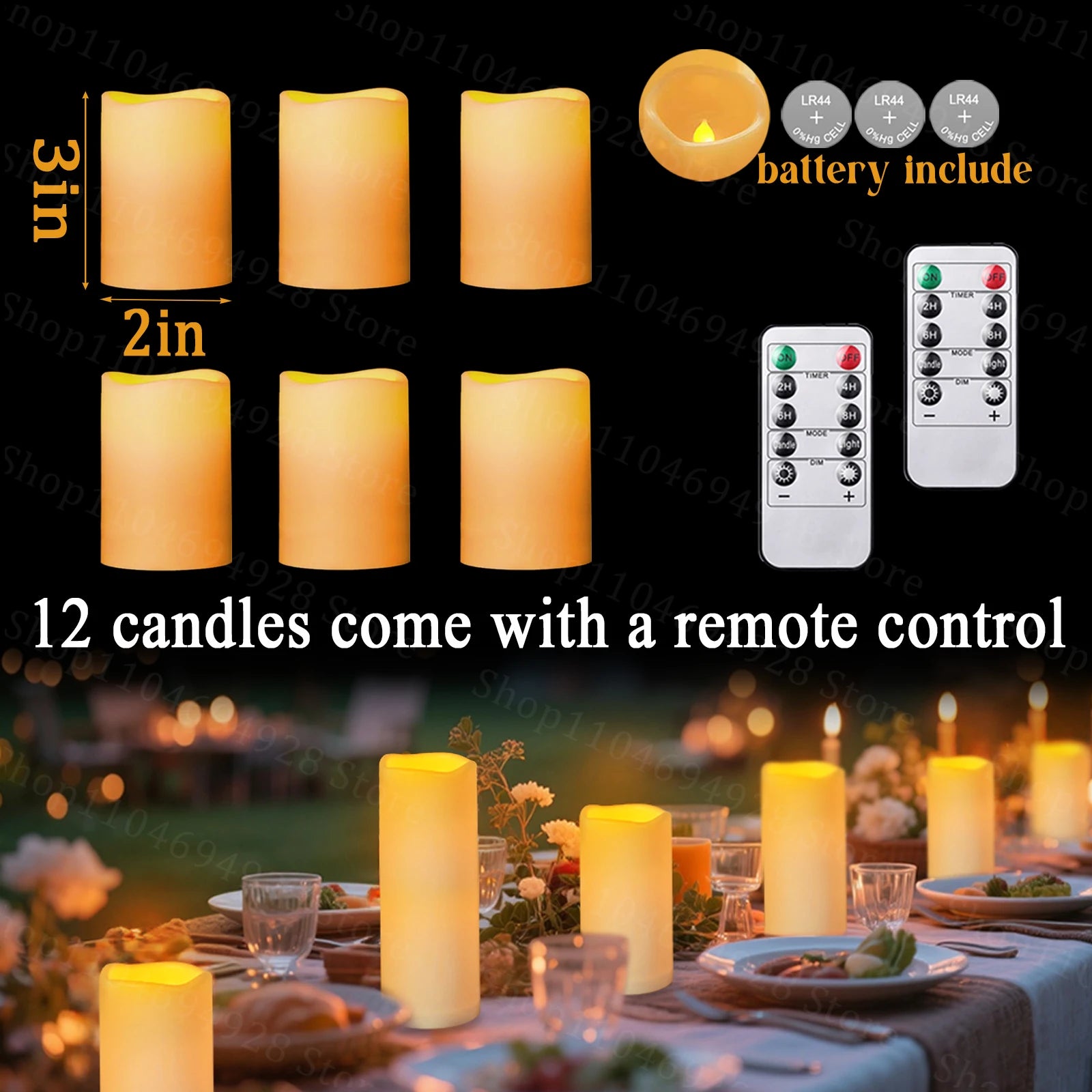12-240PCS Led Candles Flameless Candles with Remote Battery Operated Candle for Wedding Candlelight Concert Christmas Fireplace