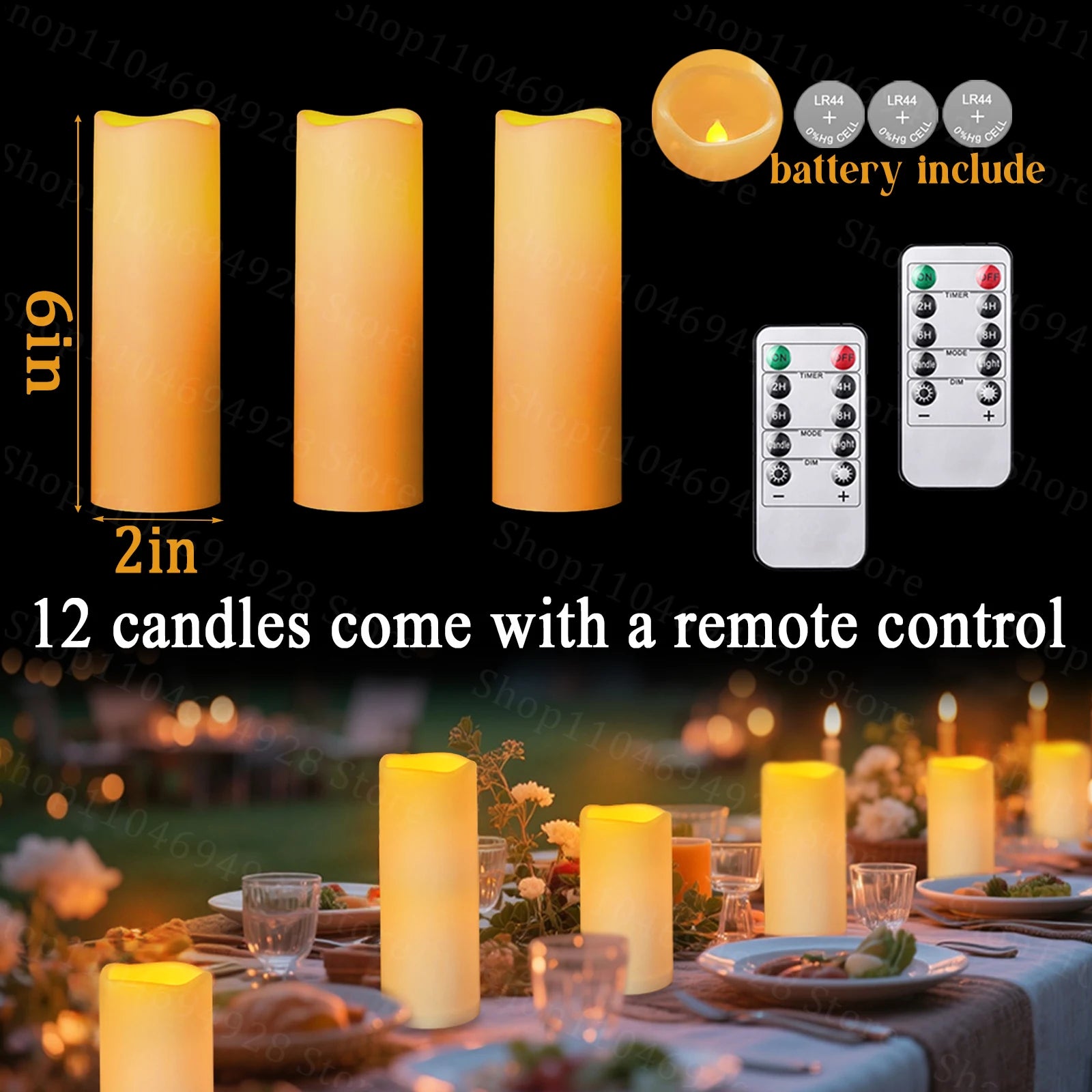 12-240PCS Led Candles Flameless Candles with Remote Battery Operated Candle for Wedding Candlelight Concert Christmas Fireplace