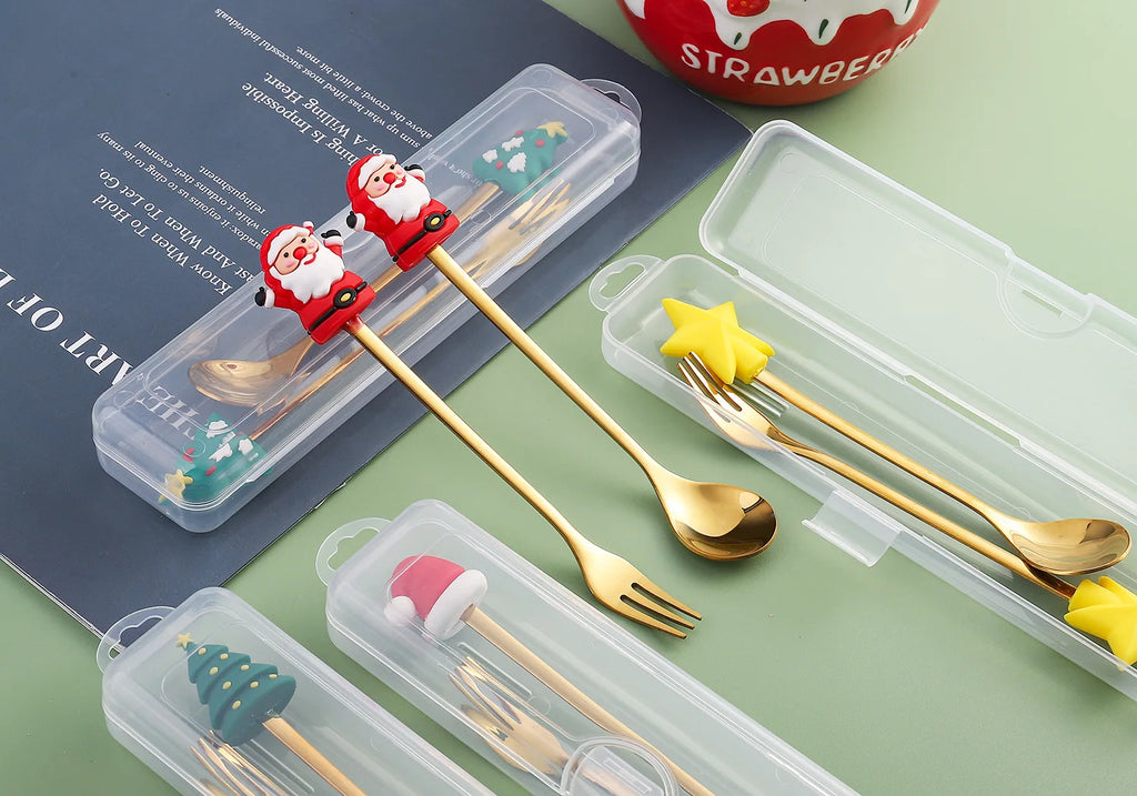 Christmas Decorations Home Christmas Table Decor Stainless SpoonsFork Cutlery Set Elk Xmas Tree New Year 2026 Navidad 2025 Gifts