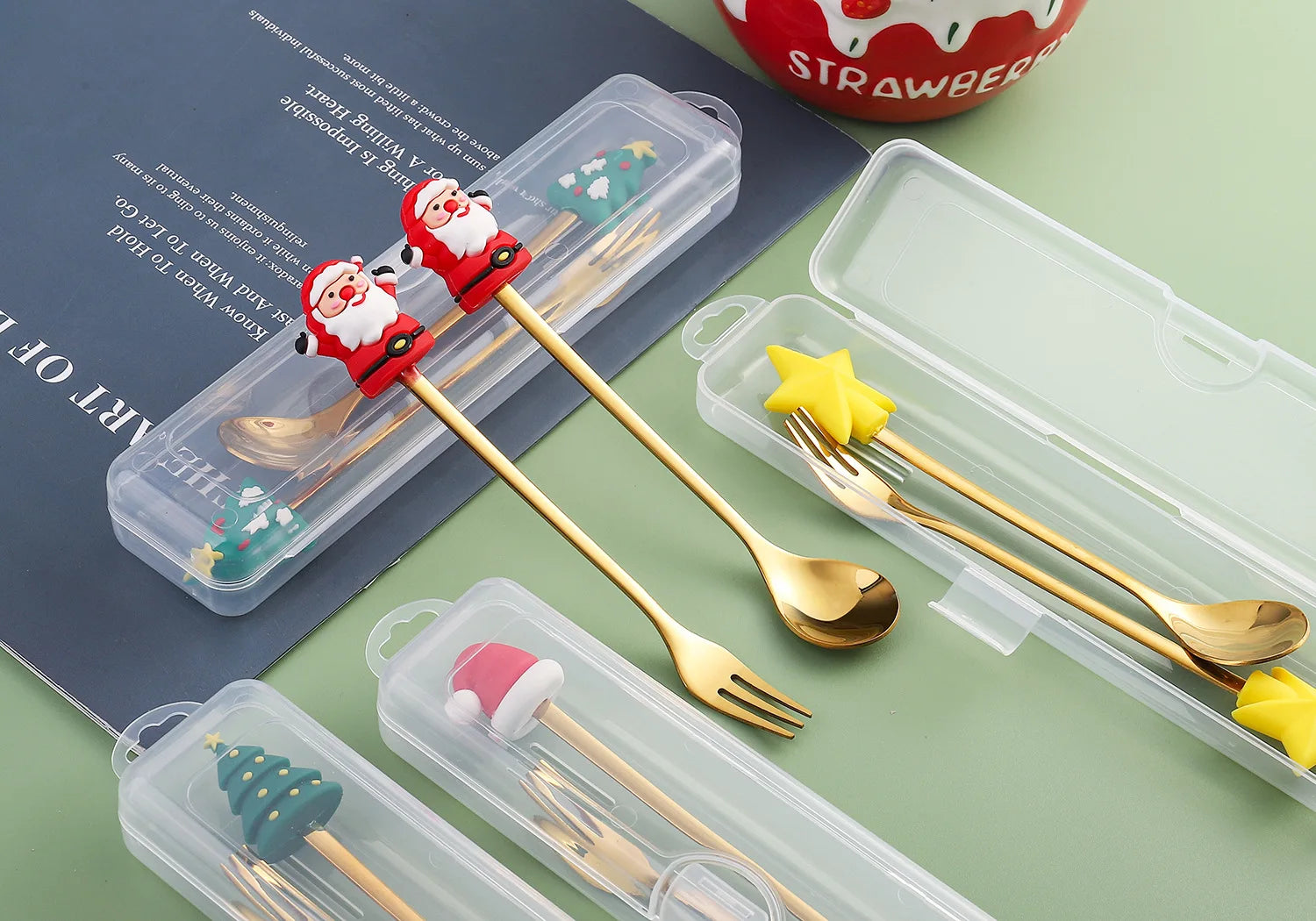 Christmas Decorations Home Christmas Table Decor Stainless SpoonsFork Cutlery Set Elk Xmas Tree New Year 2026 Navidad 2025 Gifts