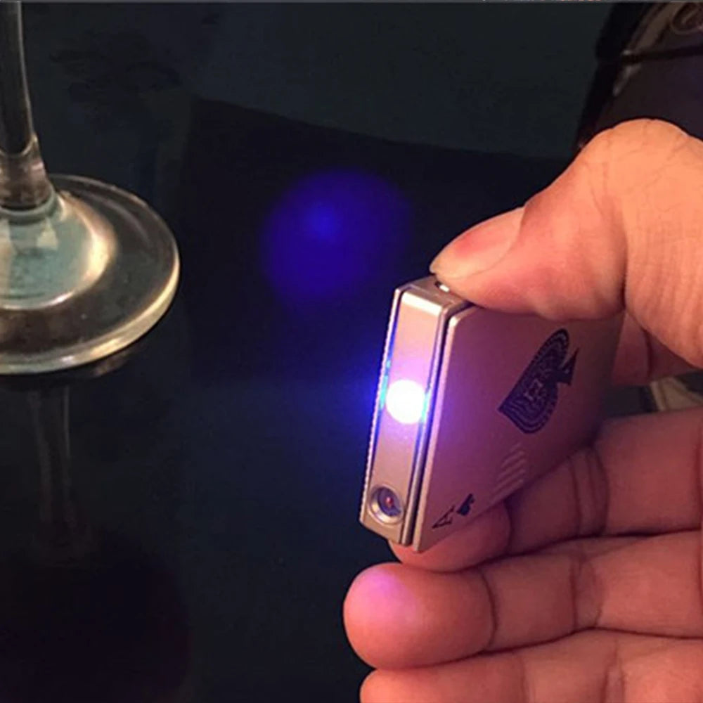 Creative Personalized Lightemitting Lighter Men's Playing Cards Butane Gadgets Interesting Lighter Cute Gift Smoking Accessories