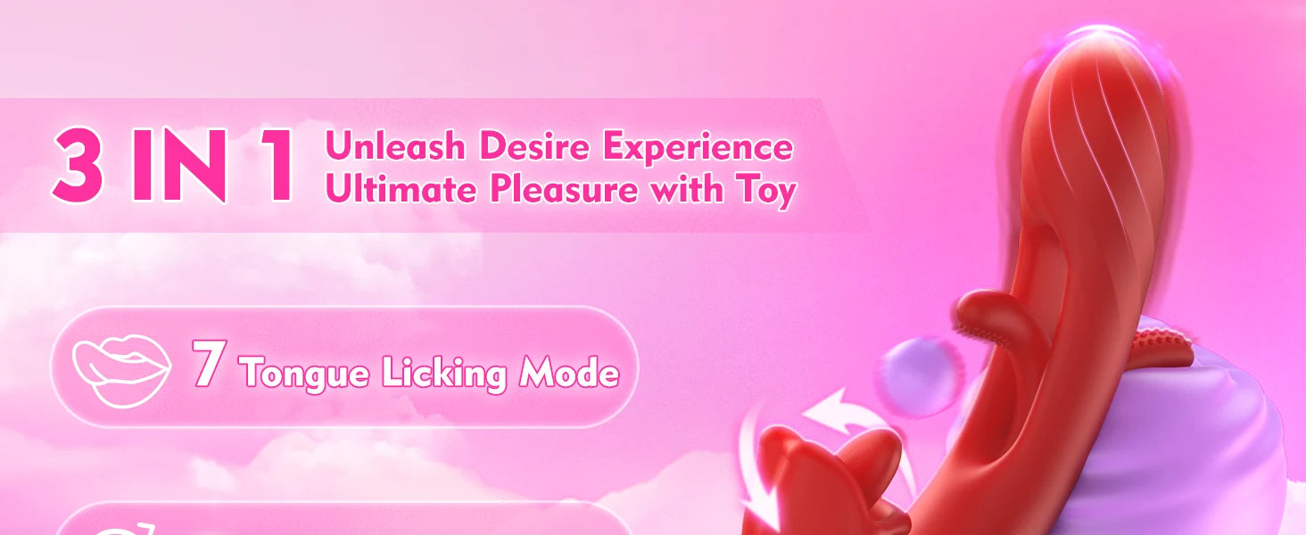 2 in 1 Tongue Thrusting Dildo Vibrator for Women 360 Rotating Clitoris Licking Flapping Stimulator G Spot Sex Toys for Adult 18+