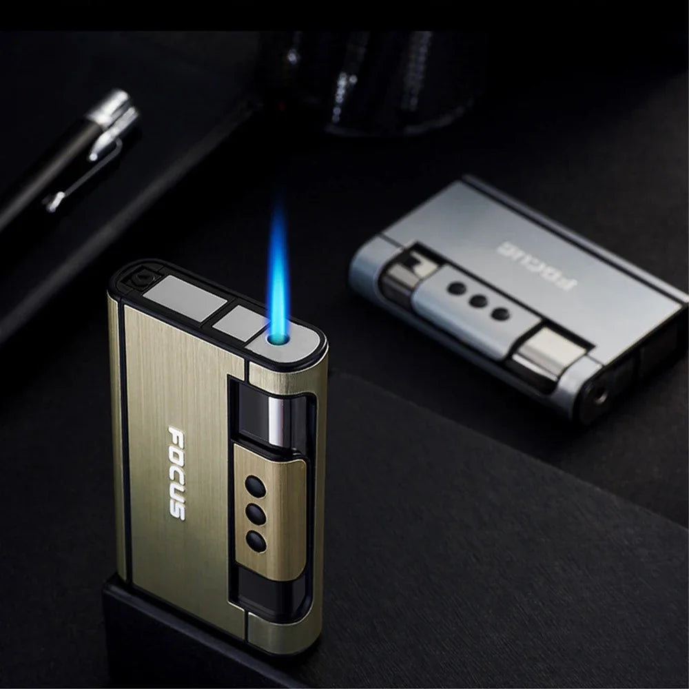 2 in 1 Automatic Cigarette Case with Lighter Compression Moisture Proof Inflatable Lighter Smoking Accessories Gadgets for Men