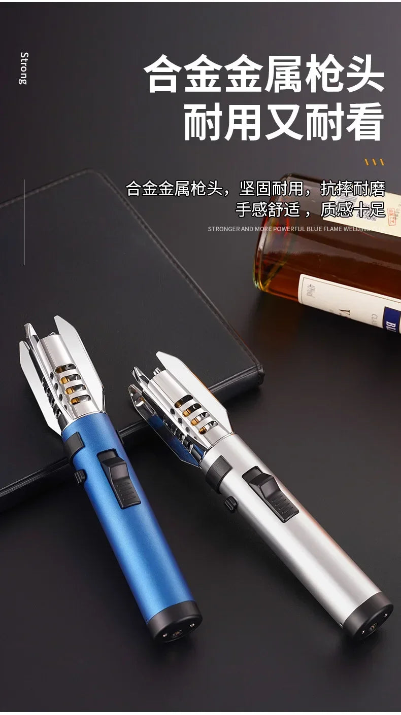 HOT High Temperature Welding Gun Lighter Windproof Red Flame Cigar Lighter Butane Inflatable Lighter Outdoor BBQ Men's Tools
