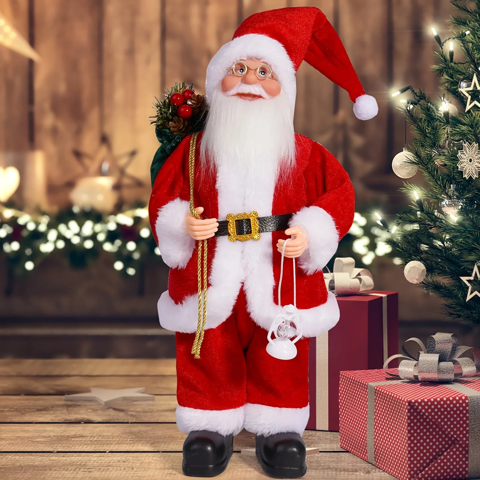 11.8-inch tall classic Santa Claus statue decorative item, Christmas table decoration, home decoration handicraft, room decorati