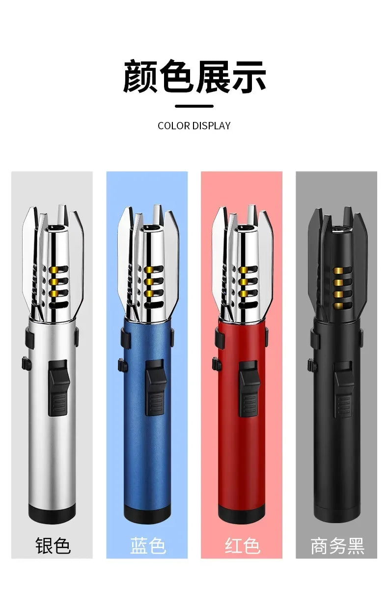 HOT High Temperature Welding Gun Lighter Windproof Red Flame Cigar Lighter Butane Inflatable Lighter Outdoor BBQ Men's Tools
