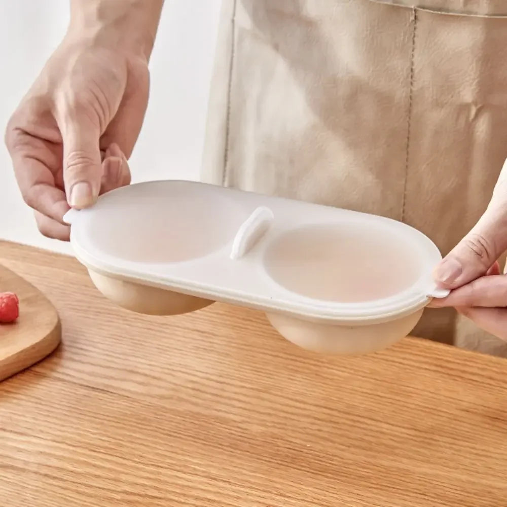 1pc Microwave Eggs Poacher,Double-Cup Egg Boiler,Kitchen Gadget, Hot Spring Egg Mold ,Cooking Tools,Clear Water Lotus Egg Maker