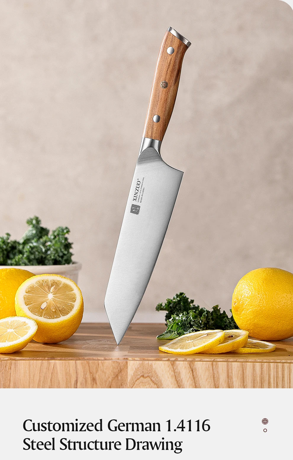 XINZUO 5.8 Inches Bunka Knife German 1.4116 Steel Kitchen-specific Chef's Knife Ergonomic Well Balanced Handle Premium Gift Box