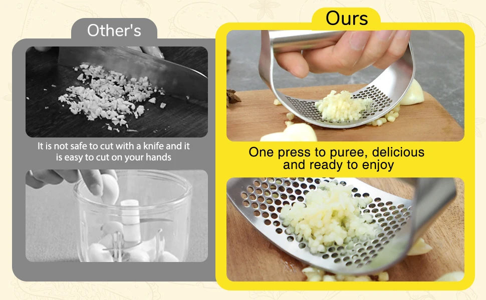 Stainless Steel Garlic Press Crusher Manual Garlic Mincer Chopping Garlic Tool Fruit Vegetable Tools Kitchen Accessories Gadget