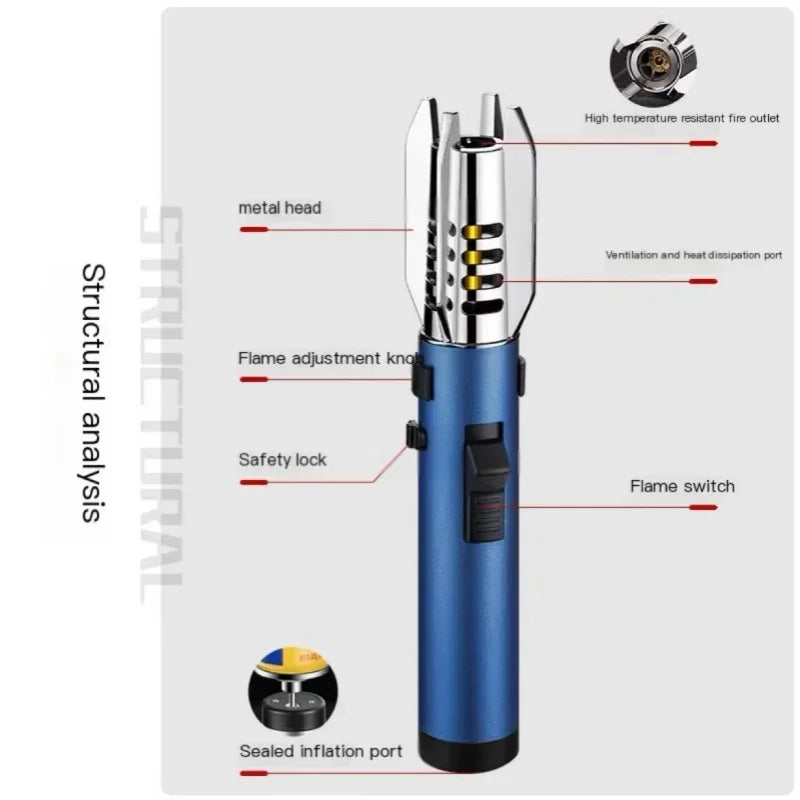 HOT High Temperature Welding Gun Lighter Windproof Red Flame Cigar Lighter Butane Inflatable Lighter Outdoor BBQ Men's Tools
