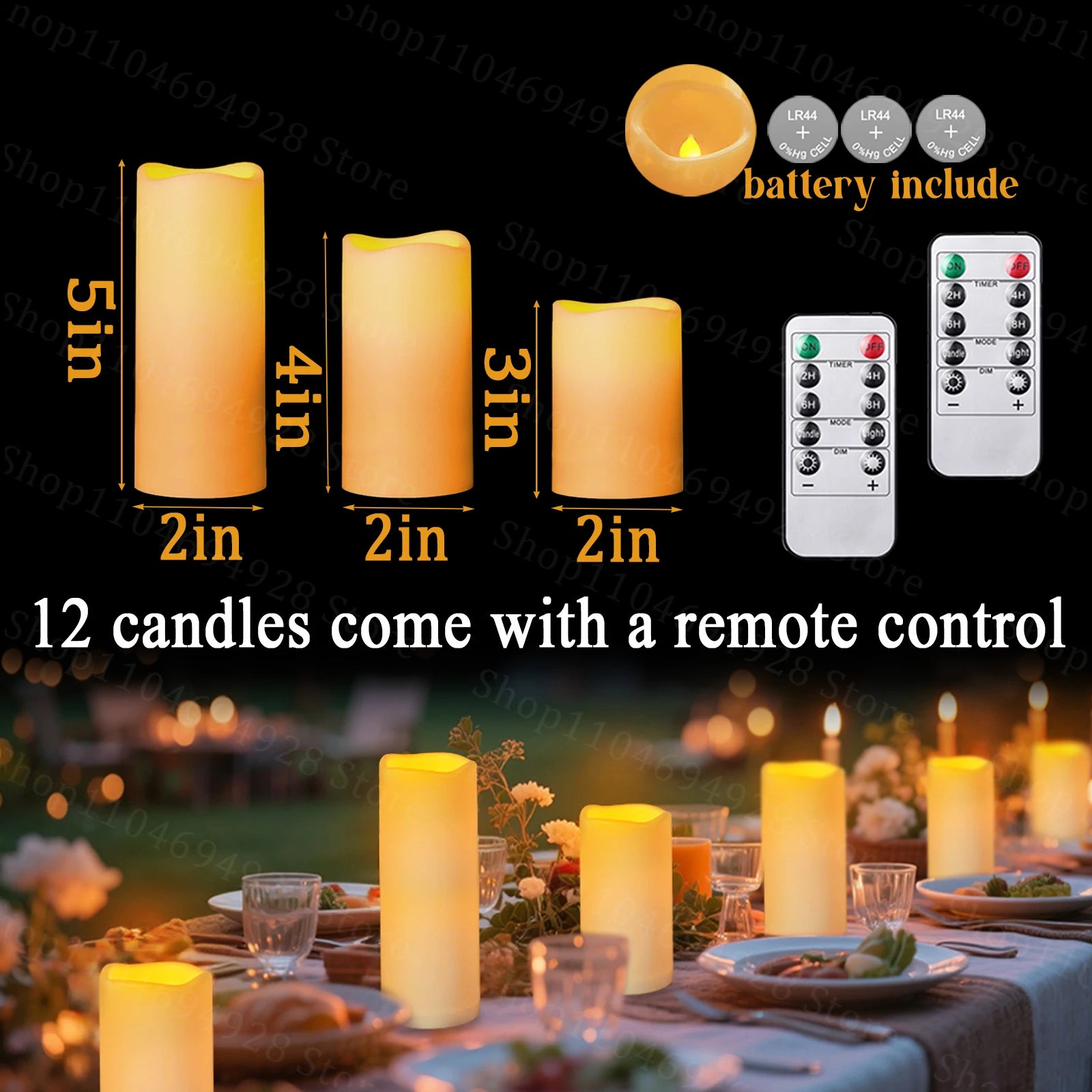 12-240PCS Led Candles Flameless Candles with Remote Battery Operated Candle for Wedding Candlelight Concert Christmas Fireplace