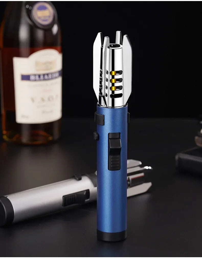 HOT High Temperature Welding Gun Lighter Windproof Red Flame Cigar Lighter Butane Inflatable Lighter Outdoor BBQ Men's Tools