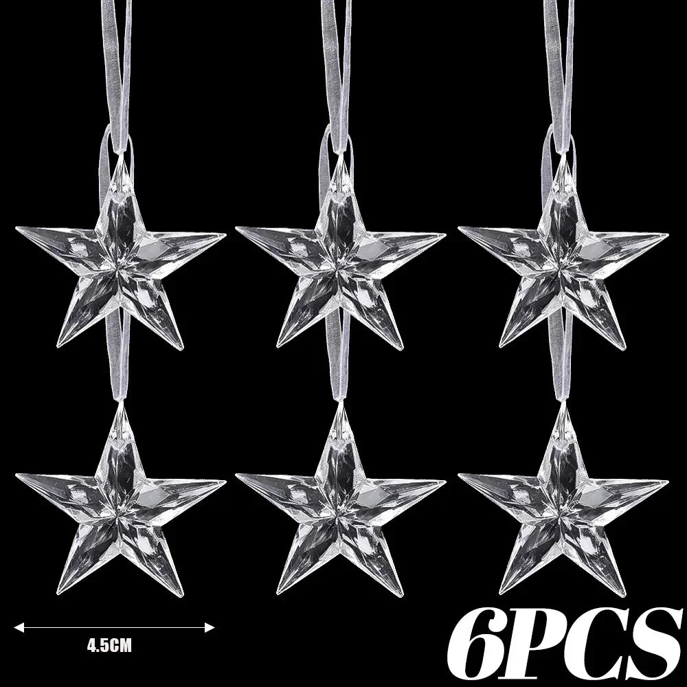 24/2PCS Crystal Clear Christmas Ornaments Acrylic Snowflake Icicles Pendants Winter Party Holiday Xmas Tree Hanging Decorations