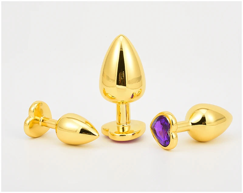 Golden Stainless Steel Anal Plug Crystal Anal Toys Female Adult Sex Products Men's Butt Plug Anal Trainer for Couples 3 Sizes