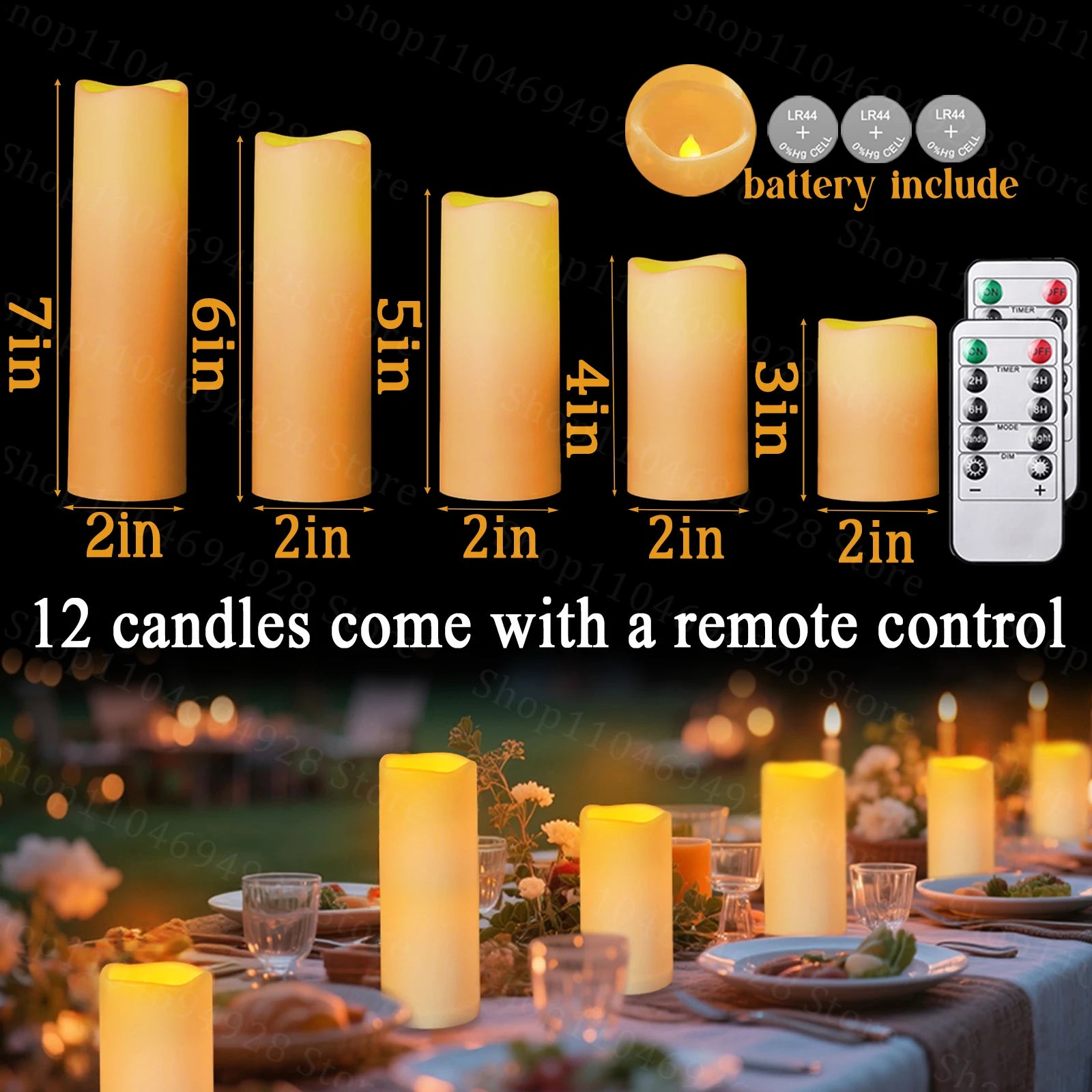 12-240PCS Led Candles Flameless Candles with Remote Battery Operated Candle for Wedding Candlelight Concert Christmas Fireplace