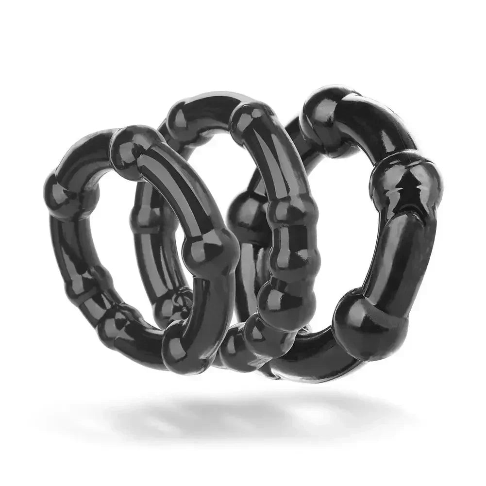 3PCS Penis Rings Crystal Delay Cockring Silicone Bdsm Bondage Erotic Accessories Prostate Adult Sex Toys For Men Male Chastity