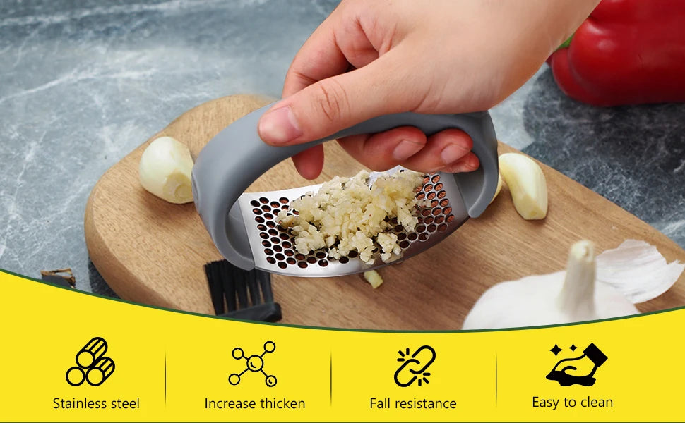Stainless Steel Garlic Press Crusher Manual Garlic Mincer Chopping Garlic Tool Fruit Vegetable Tools Kitchen Accessories Gadget