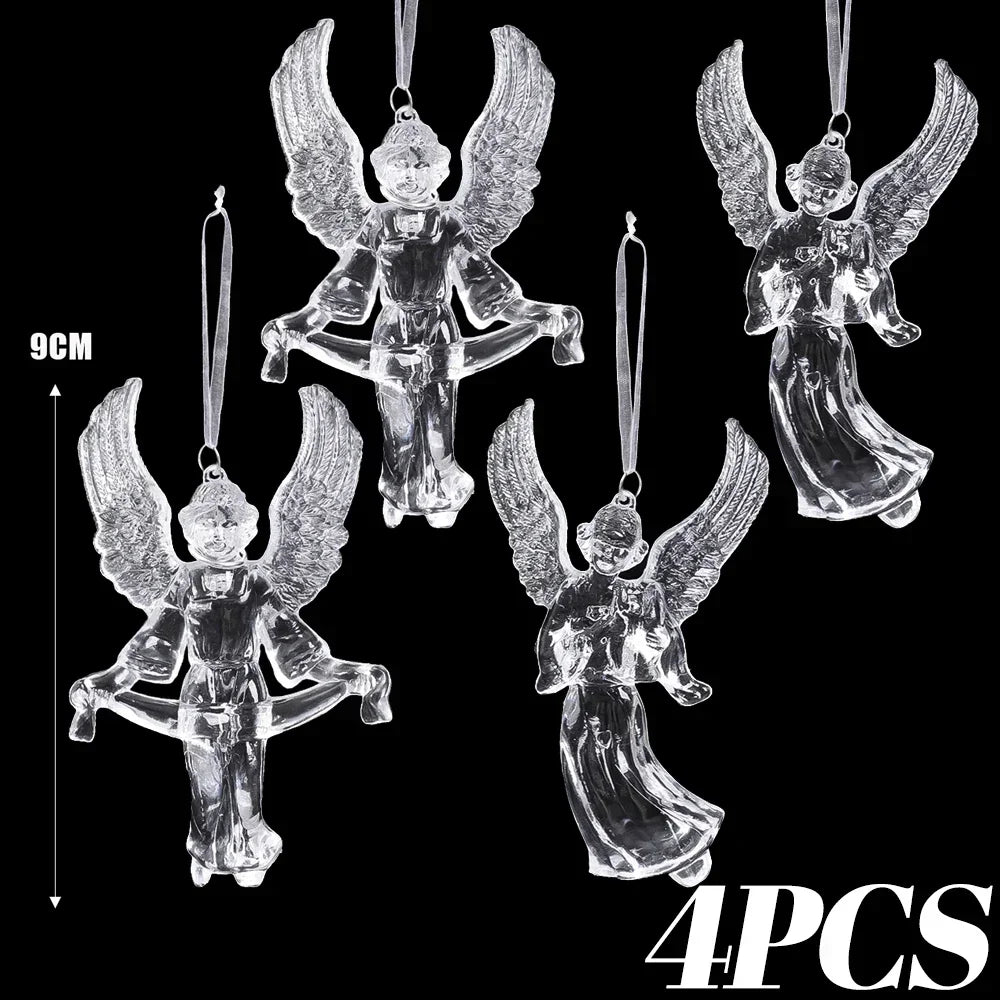 24/2PCS Crystal Clear Christmas Ornaments Acrylic Snowflake Icicles Pendants Winter Party Holiday Xmas Tree Hanging Decorations