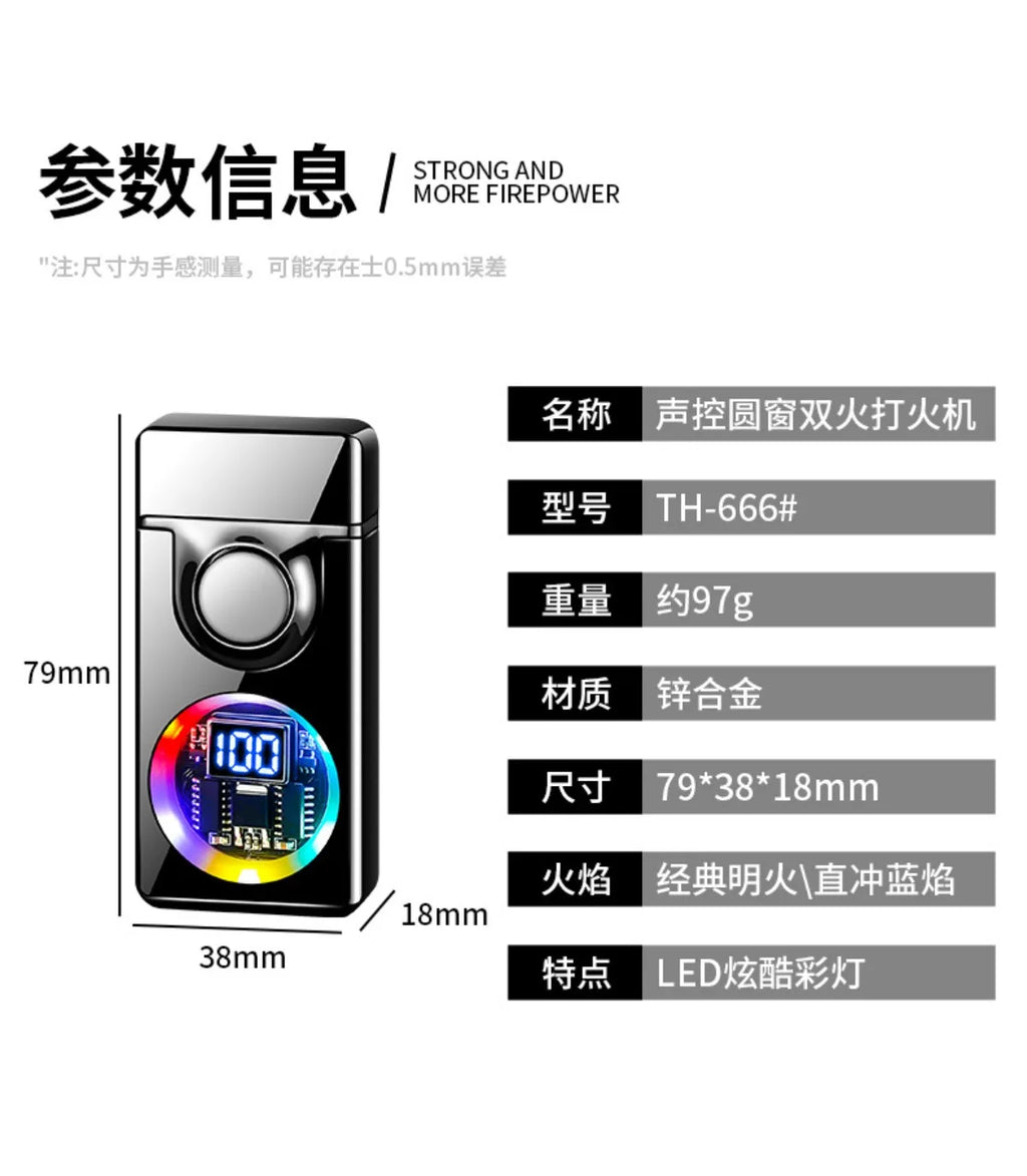 Mecha Voice-activated Intelligent Dual-fire Lighter, Gas-electric Mix, Four Ignition Methods, Creative Gifts