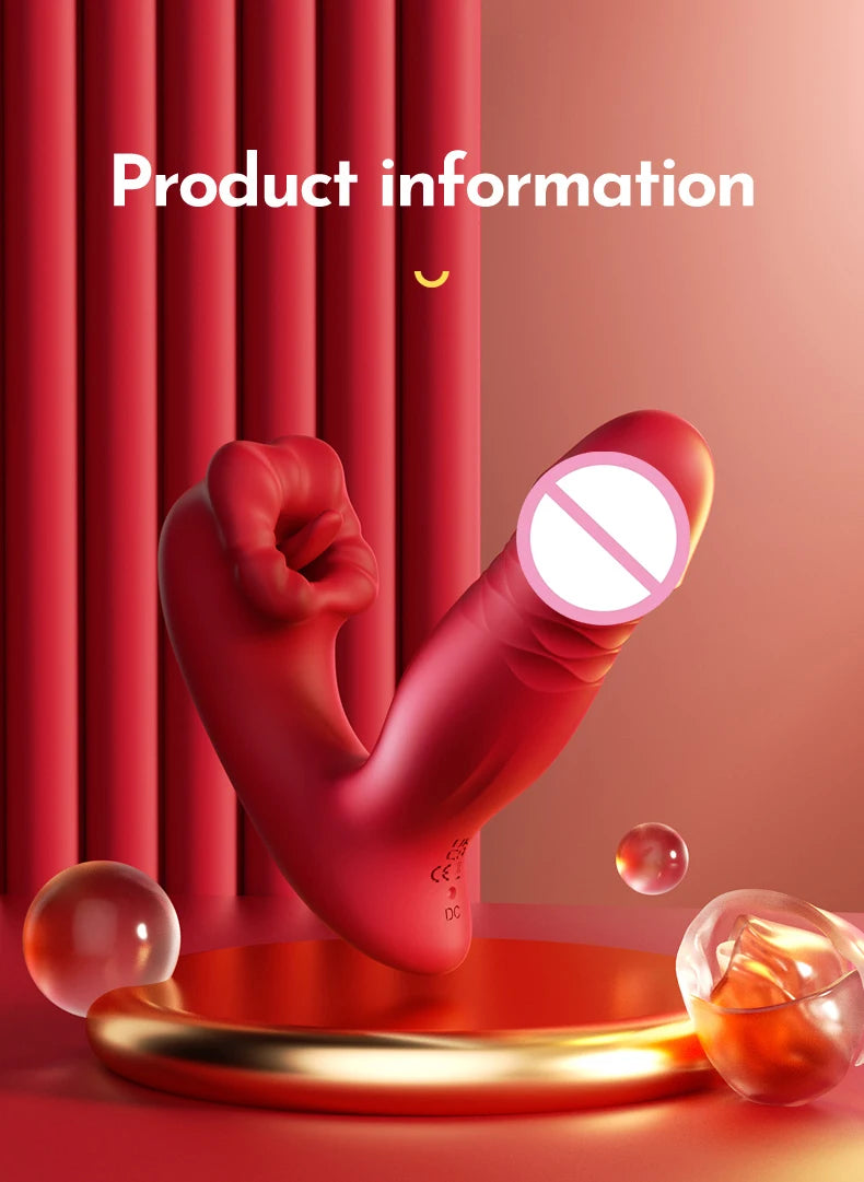 Heating Dildo Tongue Masturbation Vibrator App Control 9 Clitoral Licking Thrusting Modes G-Spot Sex Toys for 18+ Women Couples