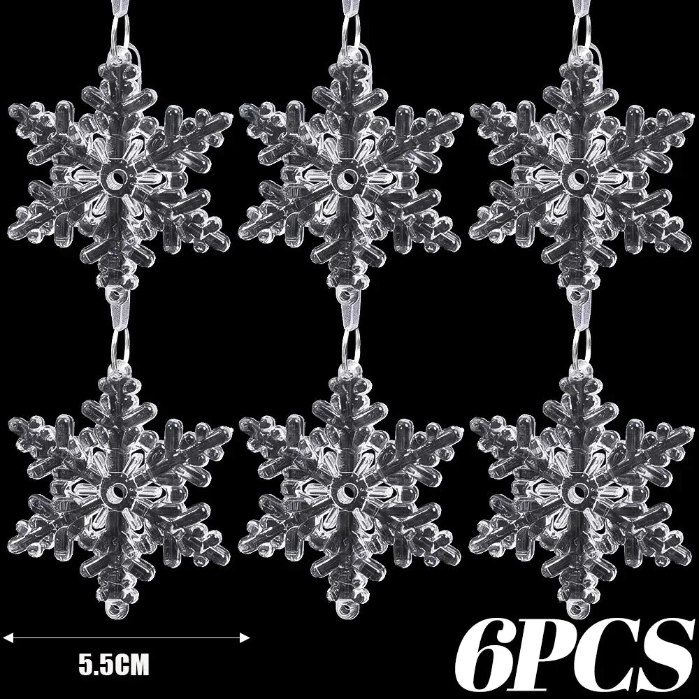 24/2PCS Crystal Clear Christmas Ornaments Acrylic Snowflake Icicles Pendants Winter Party Holiday Xmas Tree Hanging Decorations
