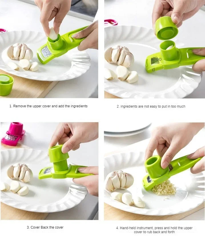 1 Pack Mini Garlic Grinder Creative Garlic Press Kitchen Garlic Mash Manual Garlic Mashing Green Kitchen Gadgets