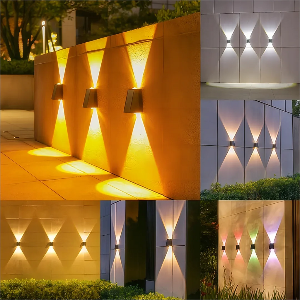 Solar Outdoor Wall Light Up Down,Waterproof Outdoor Lamp  Wall Sconces Lights for Garage Garden Yard