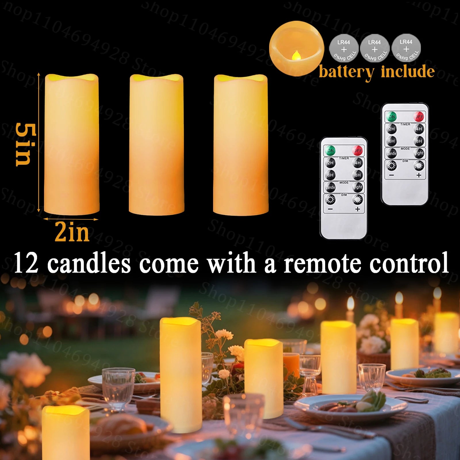 12-240PCS Led Candles Flameless Candles with Remote Battery Operated Candle for Wedding Candlelight Concert Christmas Fireplace
