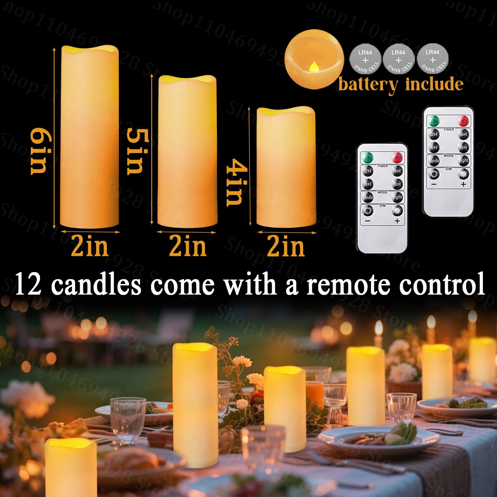 12-240PCS Led Candles Flameless Candles with Remote Battery Operated Candle for Wedding Candlelight Concert Christmas Fireplace
