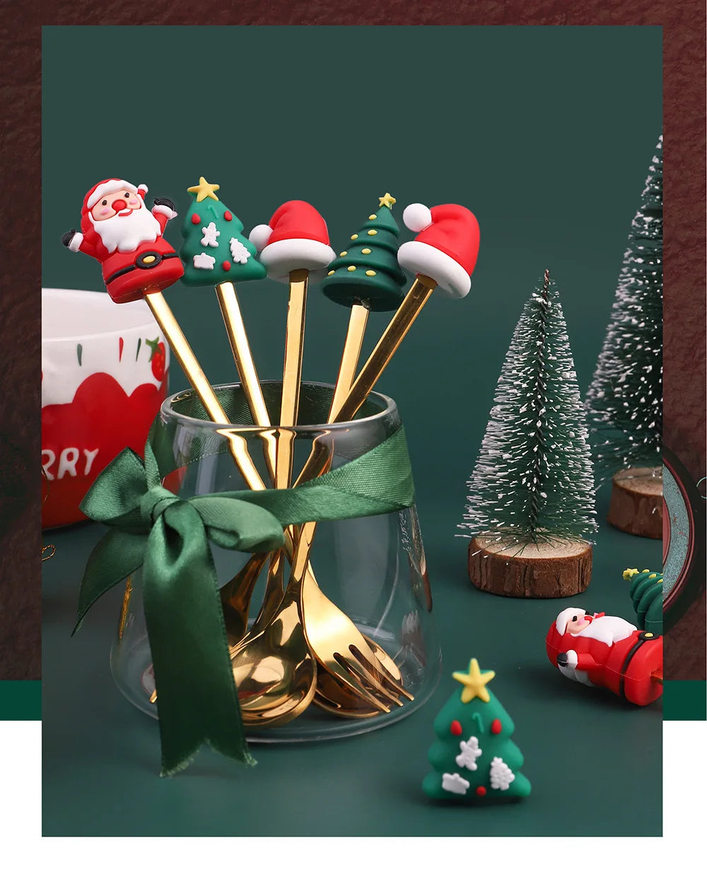 Christmas Decorations Home Christmas Table Decor Stainless SpoonsFork Cutlery Set Elk Xmas Tree New Year 2026 Navidad 2025 Gifts