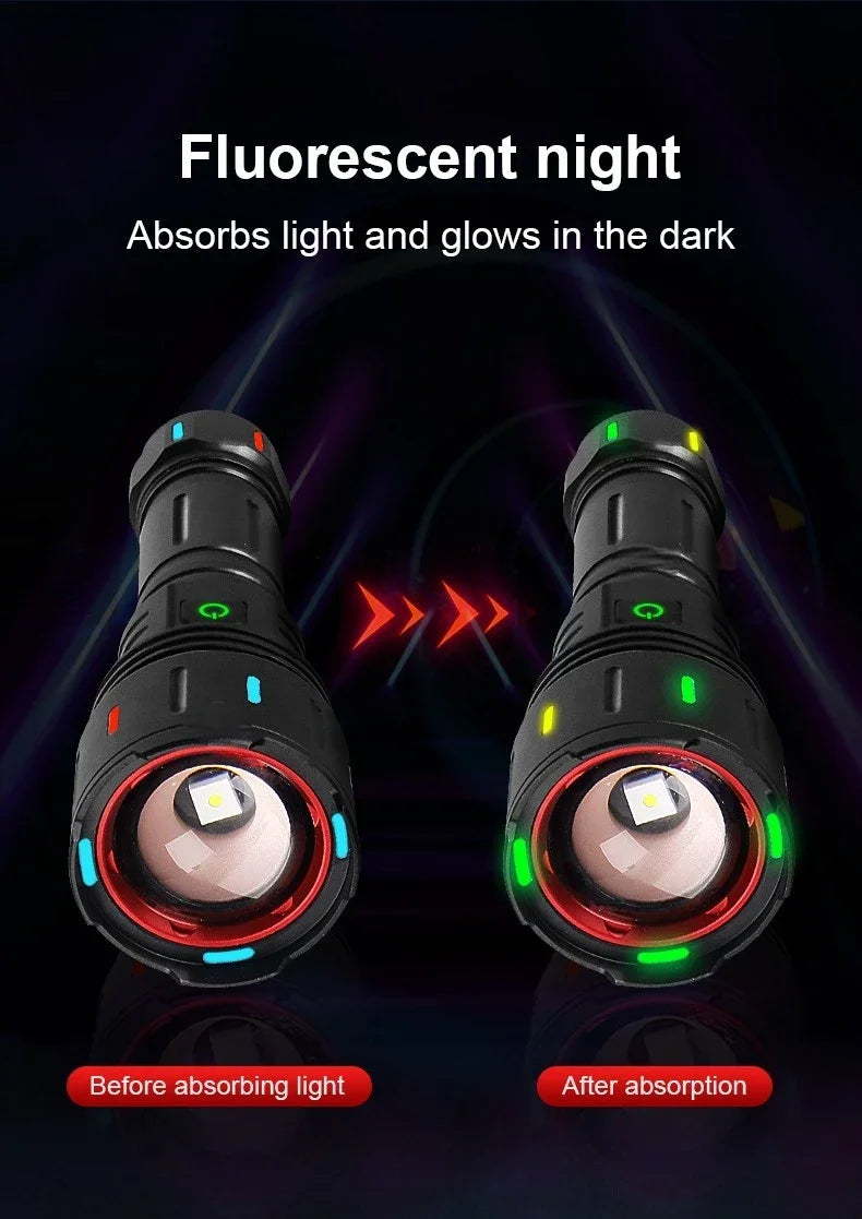 2025 Most Powerful LED Flashlight Rechargeable LED Flashlights High Power Zoom Torch Light Long Range Tactical Lantern Camping